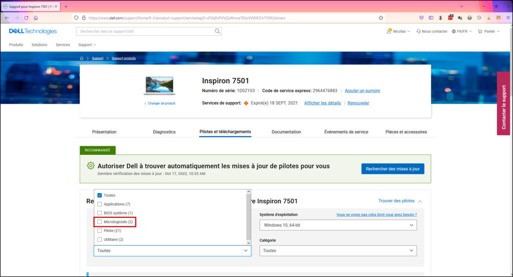 Mise à jour Firmware SSD - Choisir Micrologiciels