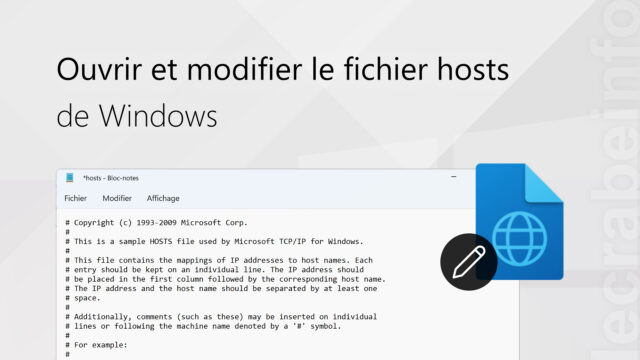 Ouvrir et modifier le fichier hosts de Windows