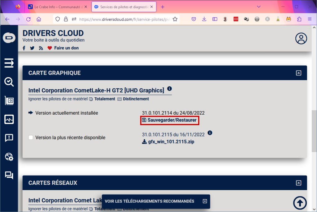 driverscloud 09 Sauvegarder Restaurer pilote