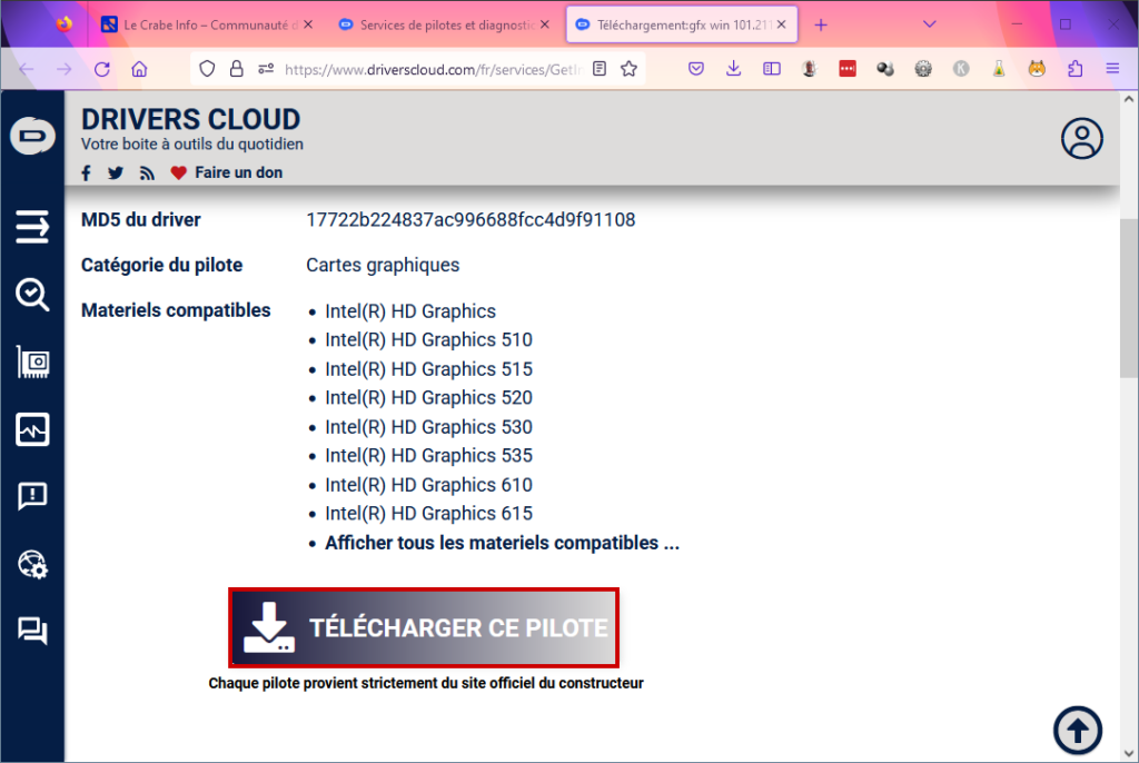 driverscloud 13 Télécharger ce pilote