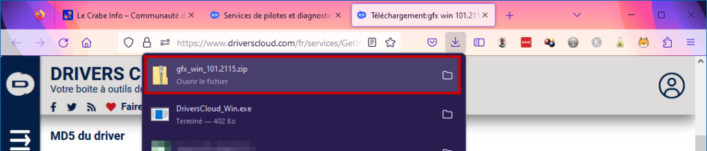 driverscloud 16 Ouvrir fichier