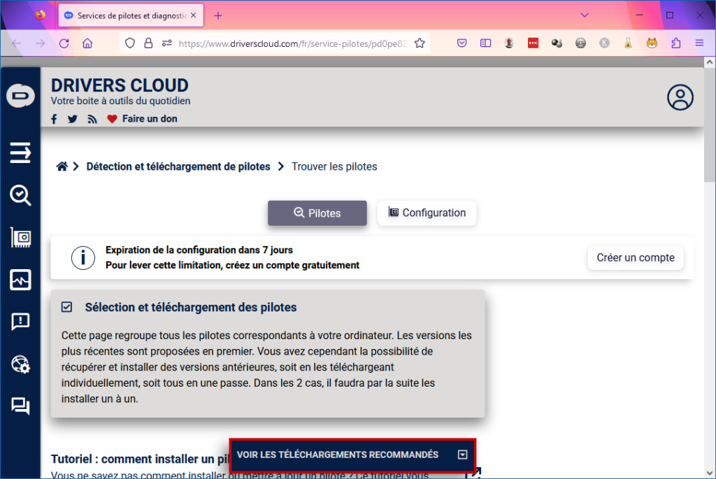 driverscloud 19 Voir les téléchargements recommandés
