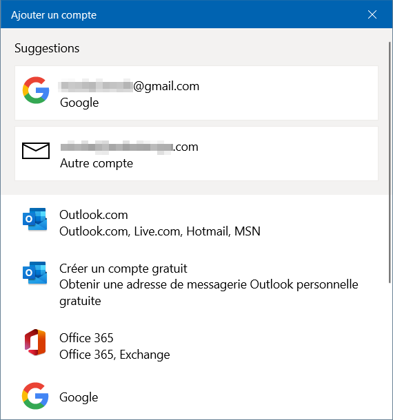 Config Courrier 05 Suggestions de comptes