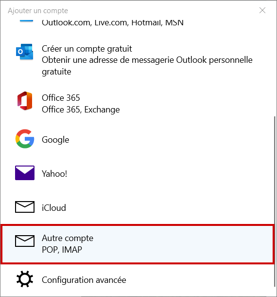 Config Courrier 13 Autre compte
