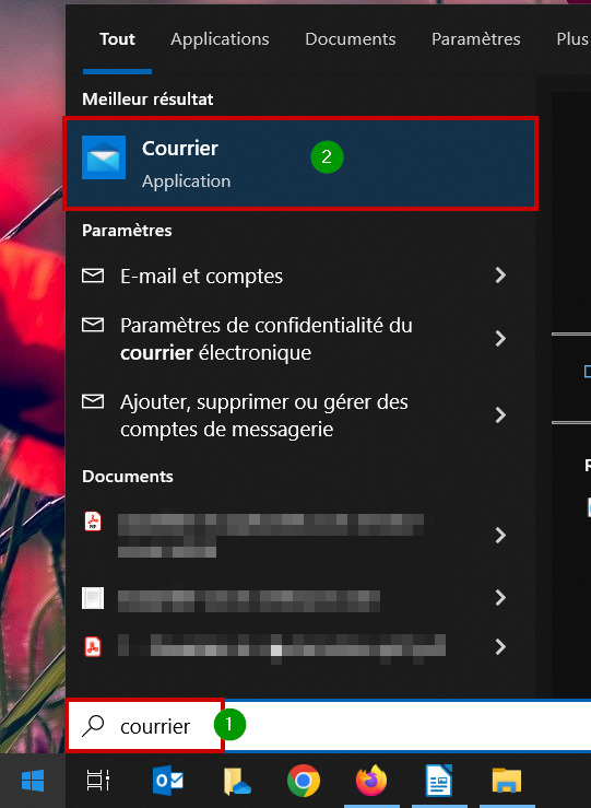 Config Courrier 01 ouvrir Courrier