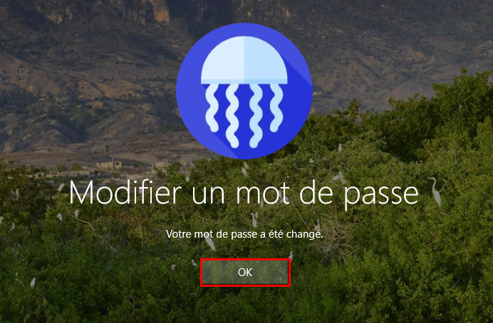Valider la modification de mot de passe