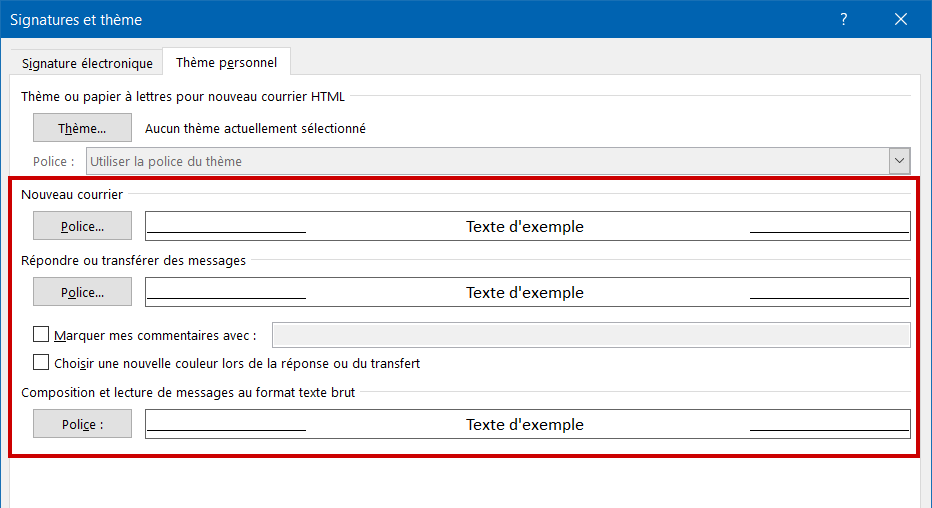 Outlook changer police