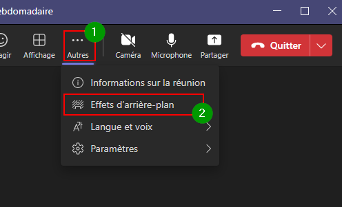 Fond d'écran Teams - Accéder aux effets d'arrière-plan pendant une réunion sur Microsoft Teams