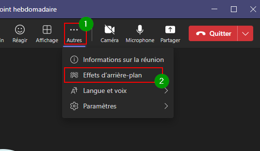 Fond d'écran Teams - Accéder aux effets d'arrière-plan pendant une réunion sur Microsoft Teams