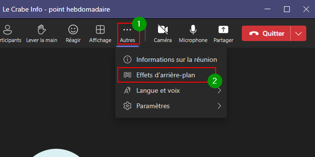 Fond d'écran Teams - Accéder aux effets d'arrière-plan pendant une réunion sur Microsoft Teams