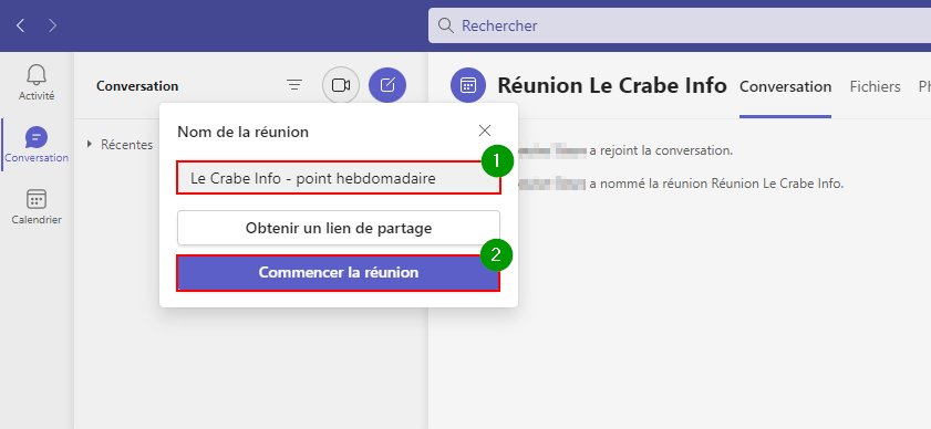 Fond d'écran Teams - Nommer et commencer la réunion