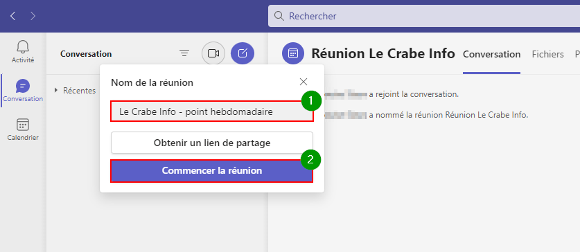 Fond d'écran Teams - Nommer et commencer la réunion