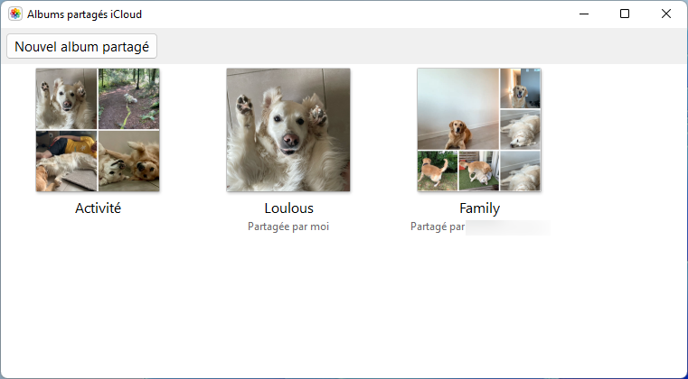 iCloud sur Windows : app Albums partagés iCloud
