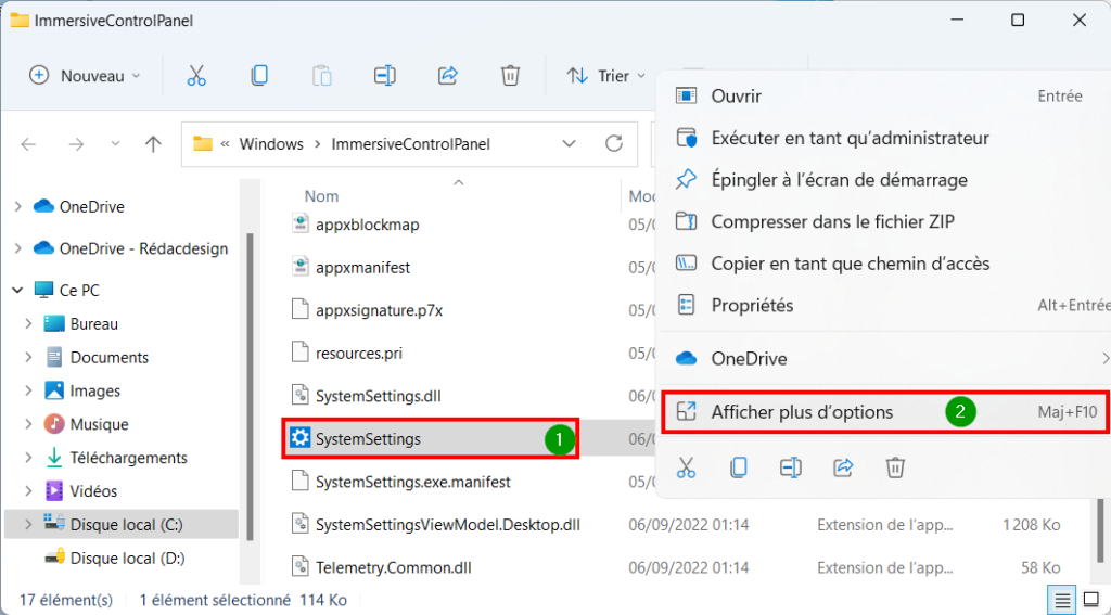 Raccourci Bureau Win 11 Chercher SystemSettings