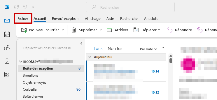 Outlook créer signature mail - ouvrir Fichier