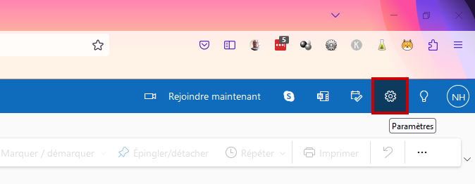 Outlook.com créer signature mail - Paramètres