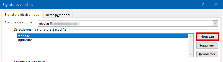 Outlook.com créer signature mail - Nouveau