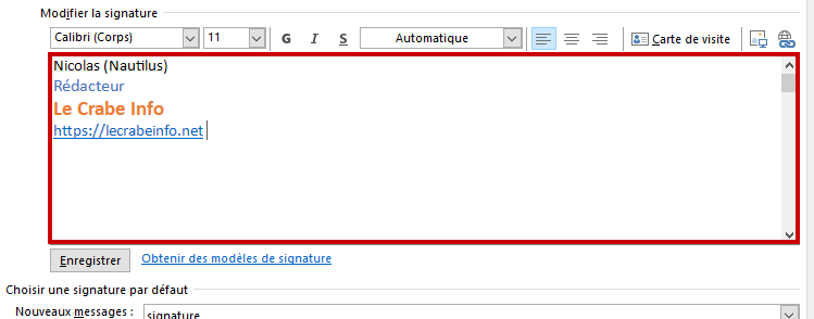 Outlook.com créer signature mail - éditer signature