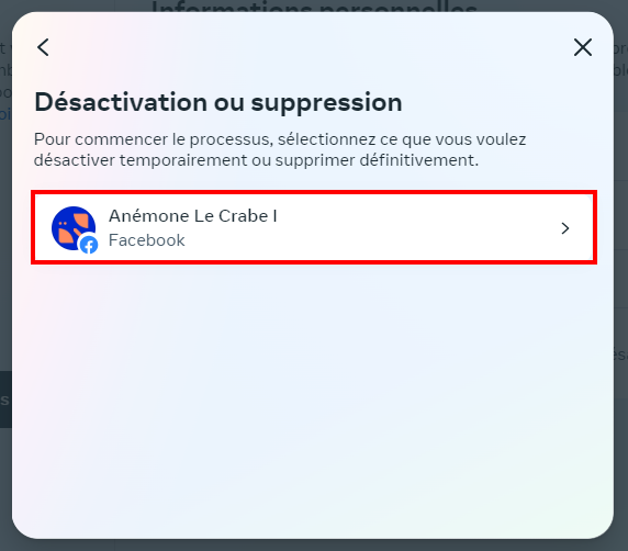 Supprimer Facebook garder Messenger - Choisir le compte à supprimer
