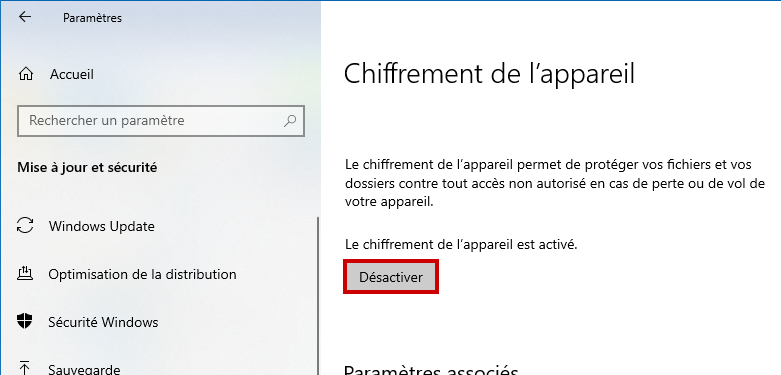 Désactiver BitLocker Windows 10 Désactiver chiffrement