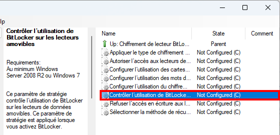 Désactiver BitLocker Windows 11 Double-clic sur Contrôler l'utilisation de BitLocker