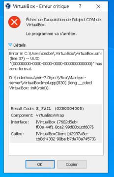 Erreur Virtual Box