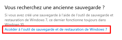 Récupérer les données d’une clé usb non reconnue - accéder à l'outil sauvegarde windows