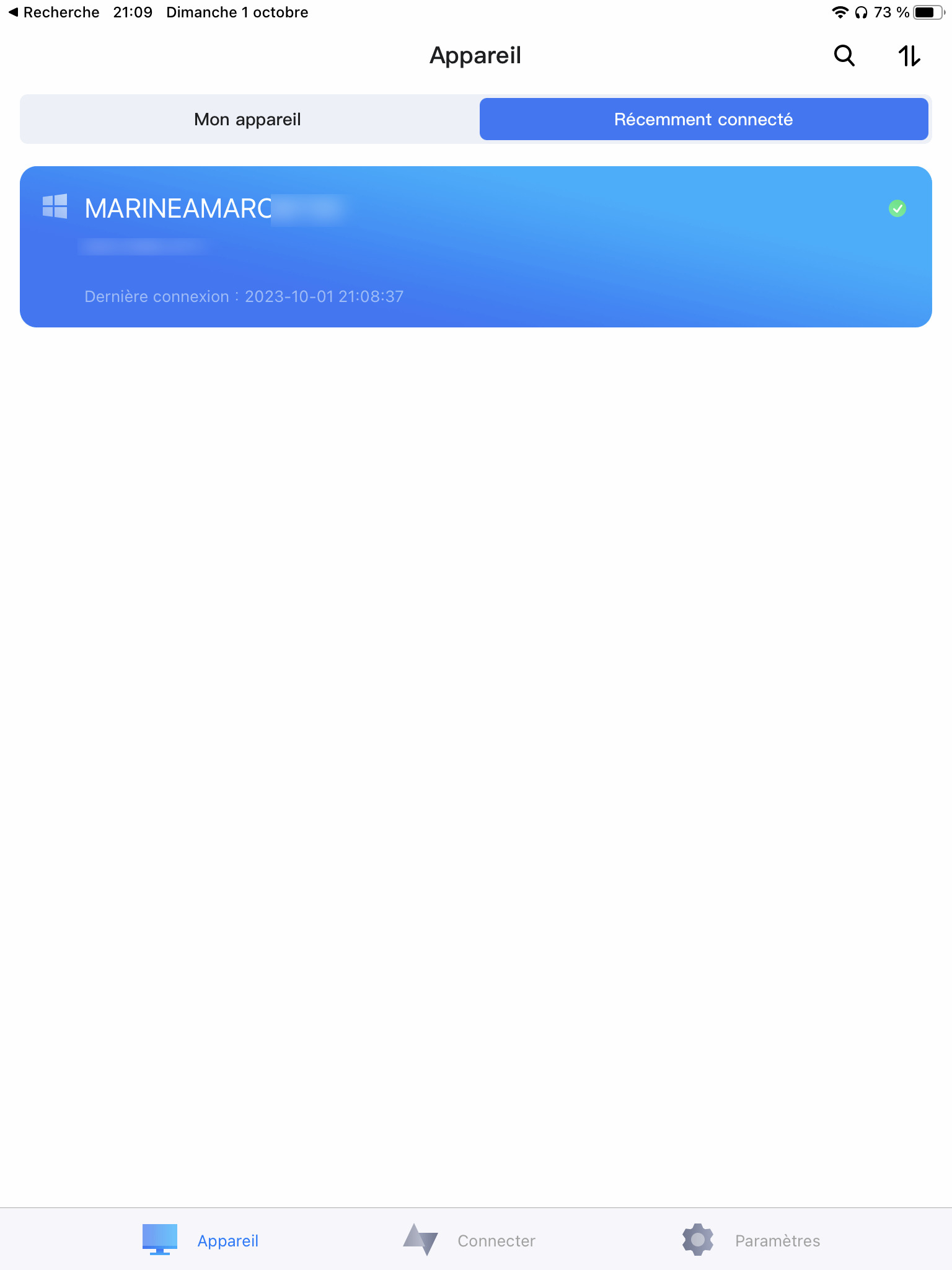 Liste des appareils auxquels c'est récemment connecté AnyViewer