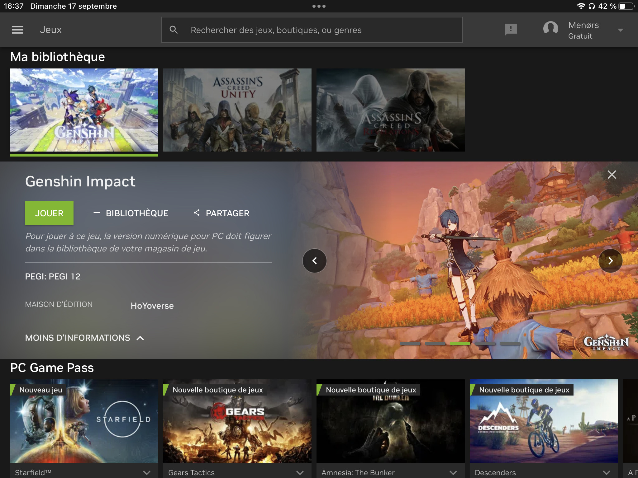 Aperçu de NVIDIA GeForce Now pour jouer sur l'iPad