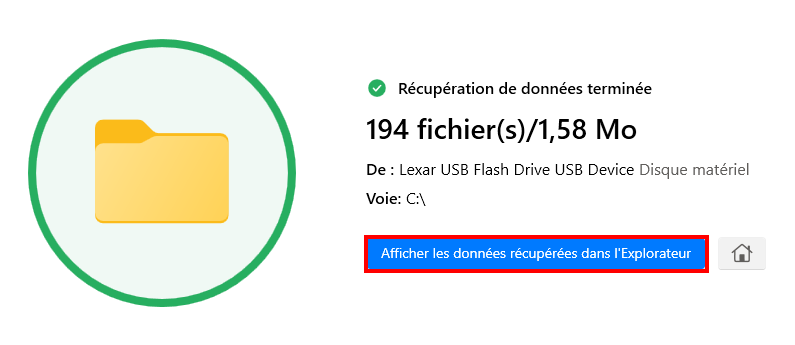 Récupérer les données d’une clé usb non reconnue - accéder aux données restaurées sur l'ordinateur