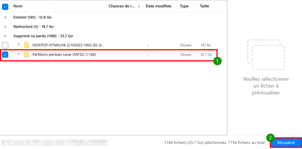 Récupérer les données d’une clé usb non reconnue - sélectionner les dossiers et fichiers à restaurer