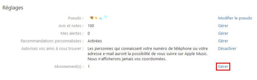 Gérer vos abonnements à partir d'iTunes sur Windows
