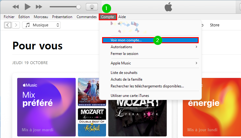 Accéder à votre compte sur iTunes