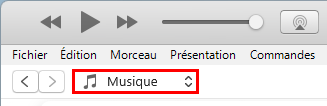 Menu Musique dans iTunes