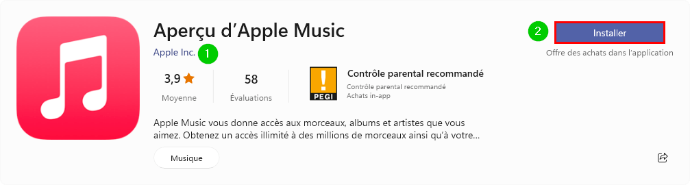 Lancer l'installation d'Apple Music sur Windows