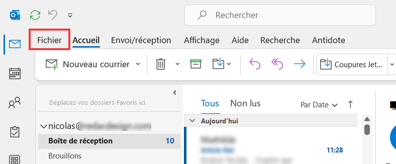 Outlook signature disparue - Outlook 365 aller dans Fichier