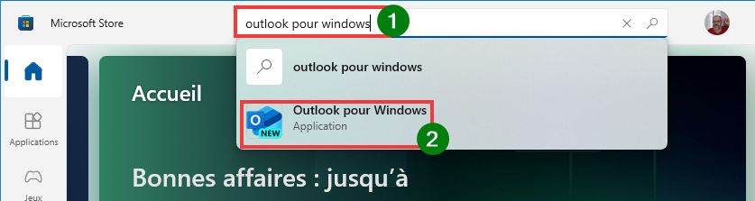 Outlook signature disparue - taper Outlook pour Windows dans Store