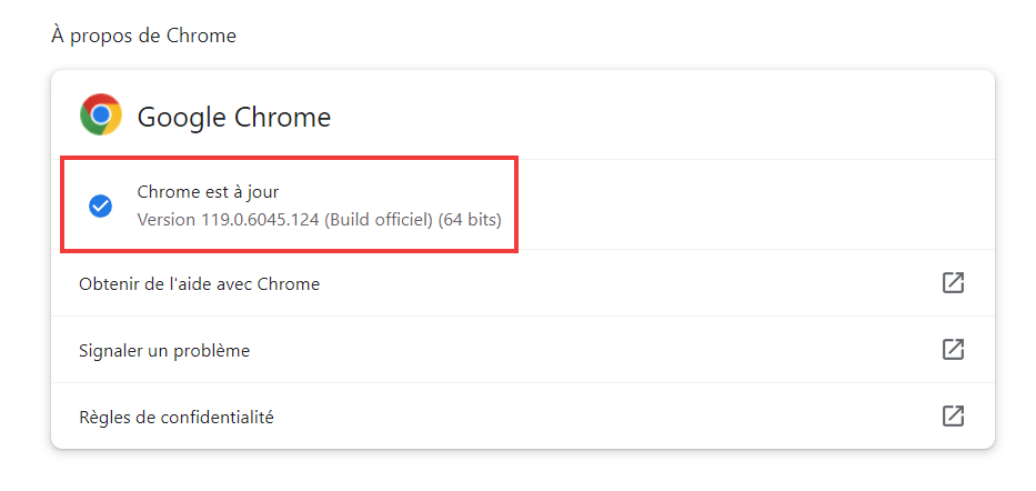 Outlook signature disparue - Vérifier que Chrome est à jour