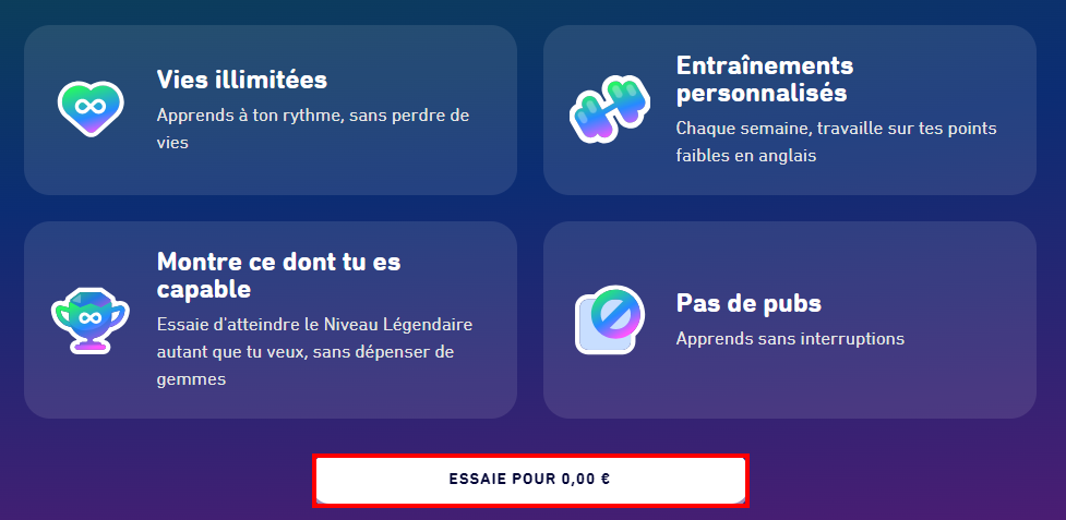 Comment supprimer un compte Duolingo - commencer la période d'essai Super Duolingo