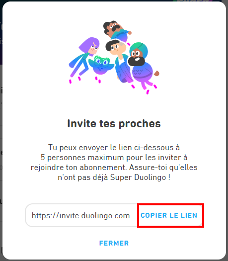 Comment supprimer un compte Duolingo - Récupérer le lien d'invitation Duolingo Famille