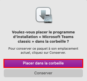 Étape d'installation de Teams sur Mac