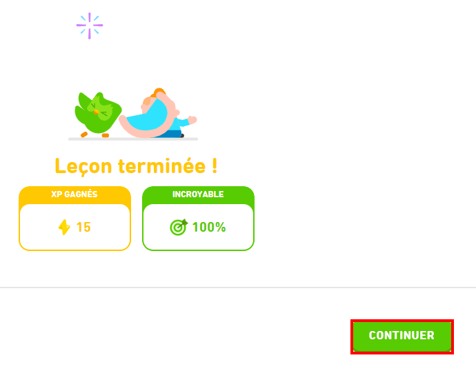 Comment supprimer un compte Duolingo - Test de niveau terminé