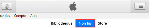 Menu Non lus des podcasts dans iTunes sur PC Windows
