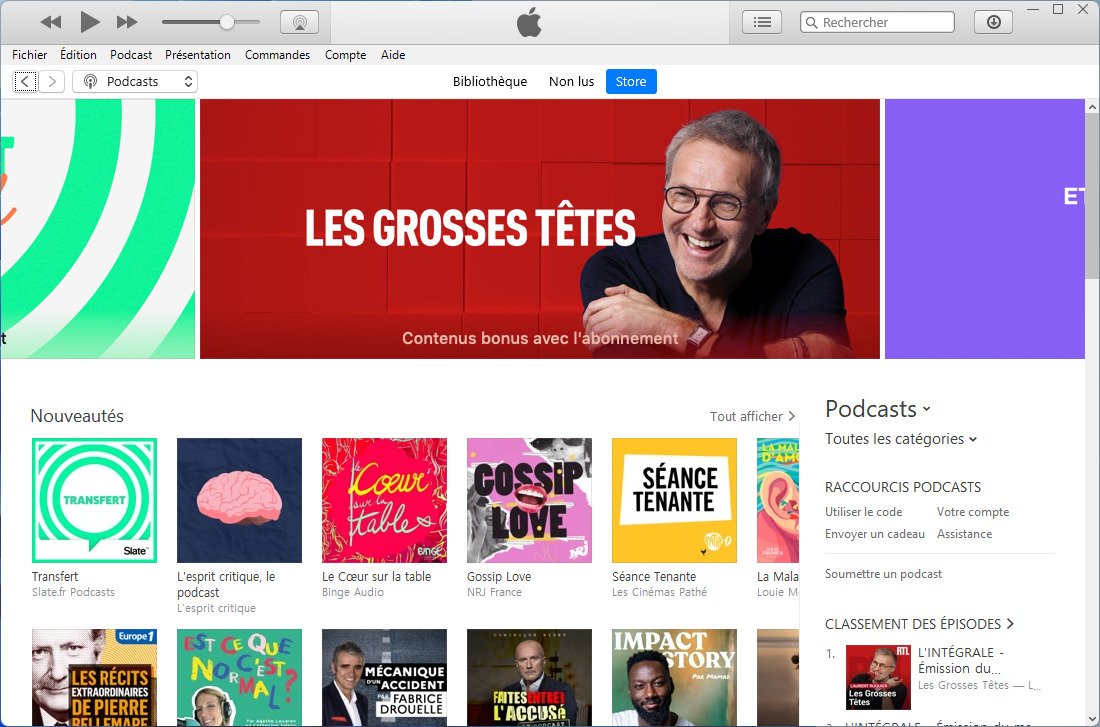 Écouter Apple Podcasts sur PC Windows