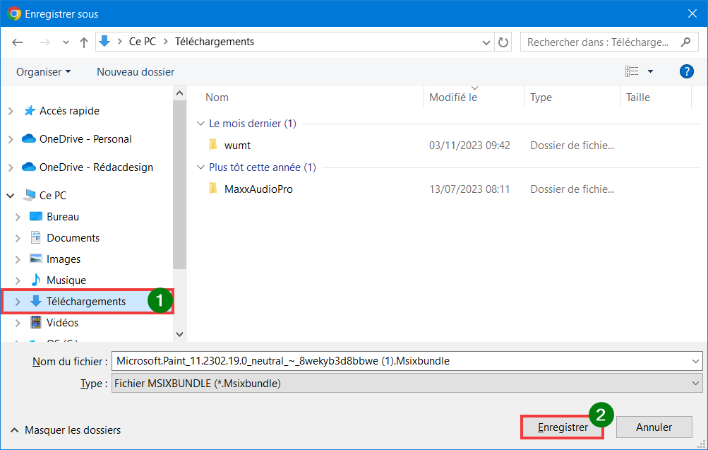 Installer Paint 11 sur Windows 10 Enregistrer téléchargement