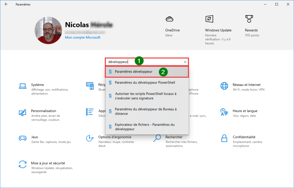 Installer Paint 11 sur Windows 10 Paramètres développeur