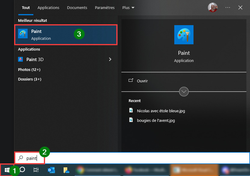 Installer Paint 11 sur Windows 10 Ouvrir Paint