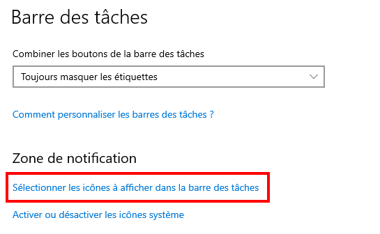 Afficher le pourcentage de batterie sur Windows 11 et 10 - Sélectionner les icônes à afficher dans la barre des tâches