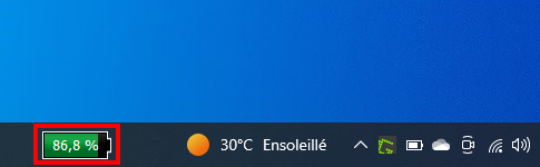 Afficher le pourcentage de batterie sur Windows 11 et 10 - La jauge de batterie est affichée dans la barre des tâches grâce à BatteryBar