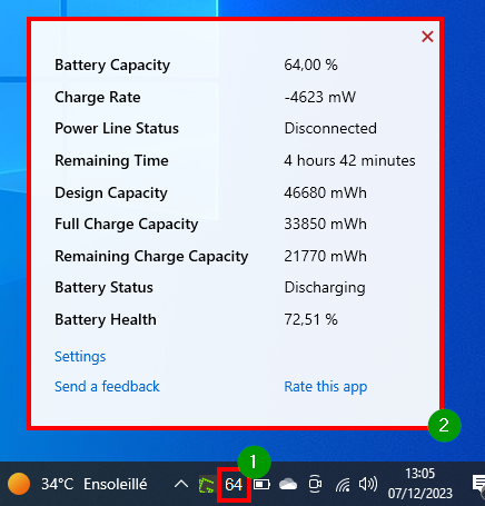 Afficher le pourcentage de batterie sur Windows 11 et 10 - Obtenir les informations détaillées sur l'état de la batterie